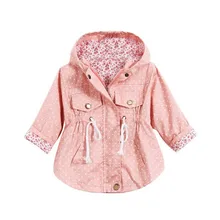 Осеннее пальто с длинными рукавами для новорожденных ветровка с капюшоном для маленьких девочек модная детская повседневная куртка верхняя одежда, одежда