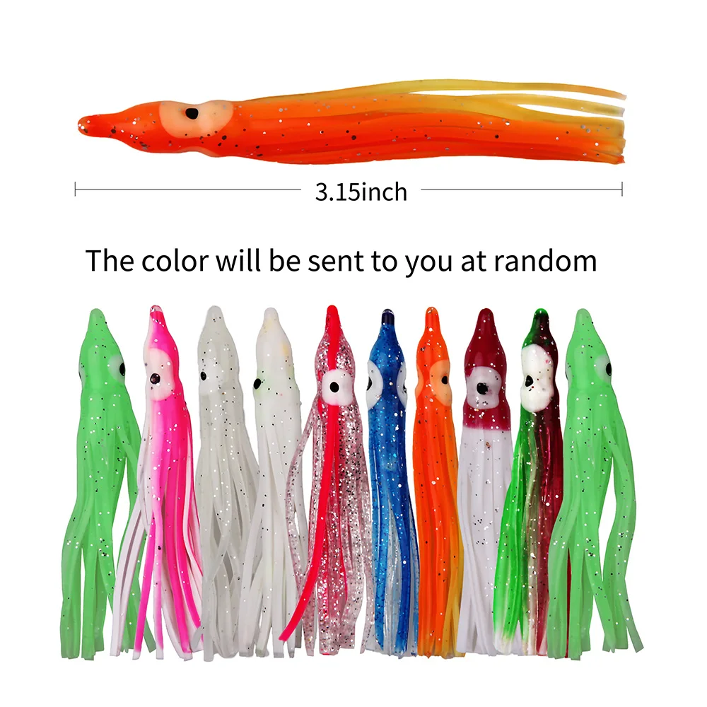 Hyaena 10pcs Soft Lure Squid Skirts 5cm/8cm/9c/10cm Artificial Bait Lures Octopus Wobblers Rubber Tuna Kingfish Sailfish Baits