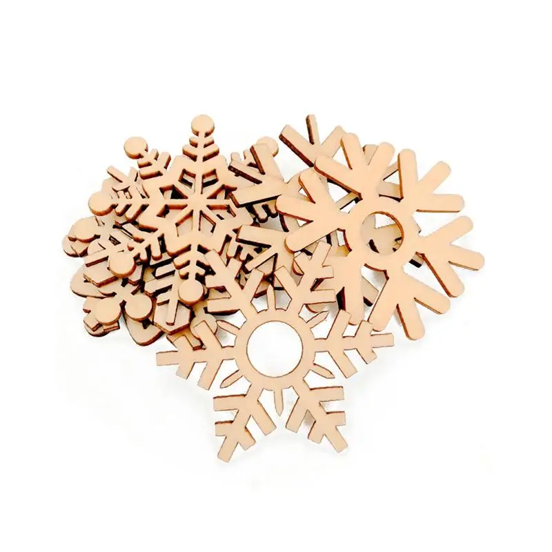 

20pcs Christmas Wooden Snowflake Xmas Embellishment Christmas Tree Pendant Ornaments Decor Hanging Ornament Festival Supply A3