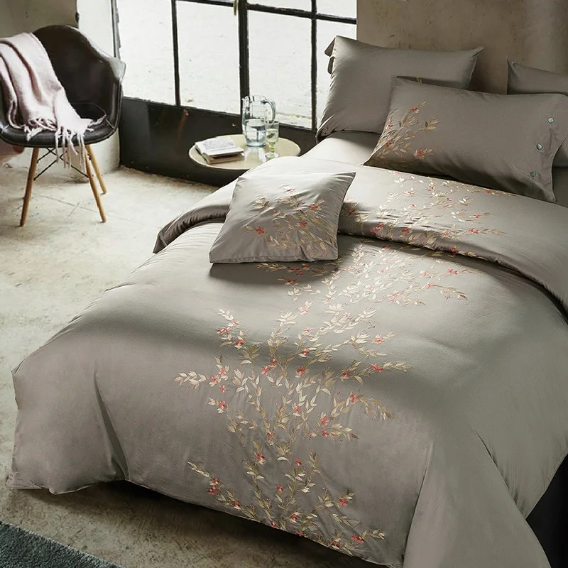 

MYRU Luxury Tribute Silk Cotton Embroidery Luxury Bedding Set Noble Palace Royal BedSet King Queen Size Duvet cover Bedsheet Set