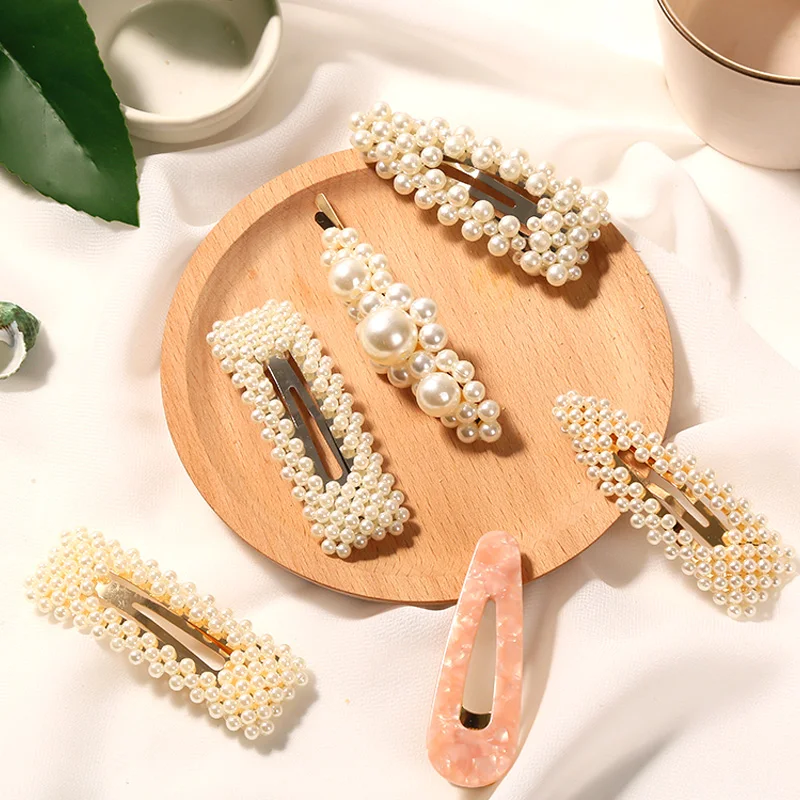 

Korean Style New Fashion Imitiation Pearl Hair Clip Barrettes for Women Girls Handmade Pearl Flowers Hairpins Hair Accessories