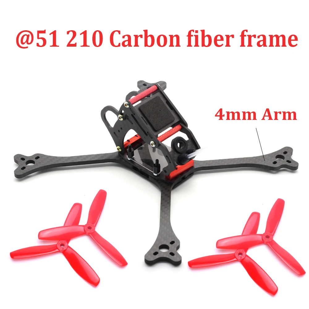 

HSKRC @51 210 wheelbase 215mm with 4mm Arm Carbon Fiber FPV Quadcopter frame kit support 5045 Propeller for RC Racing Drone