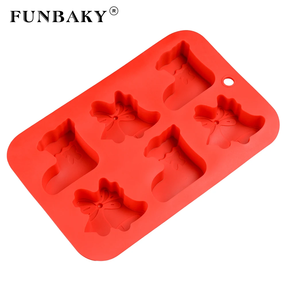 Рождественская форма FUNBAKY для шоколадного торта 6 ячеек выпечки силиконовые 3D
