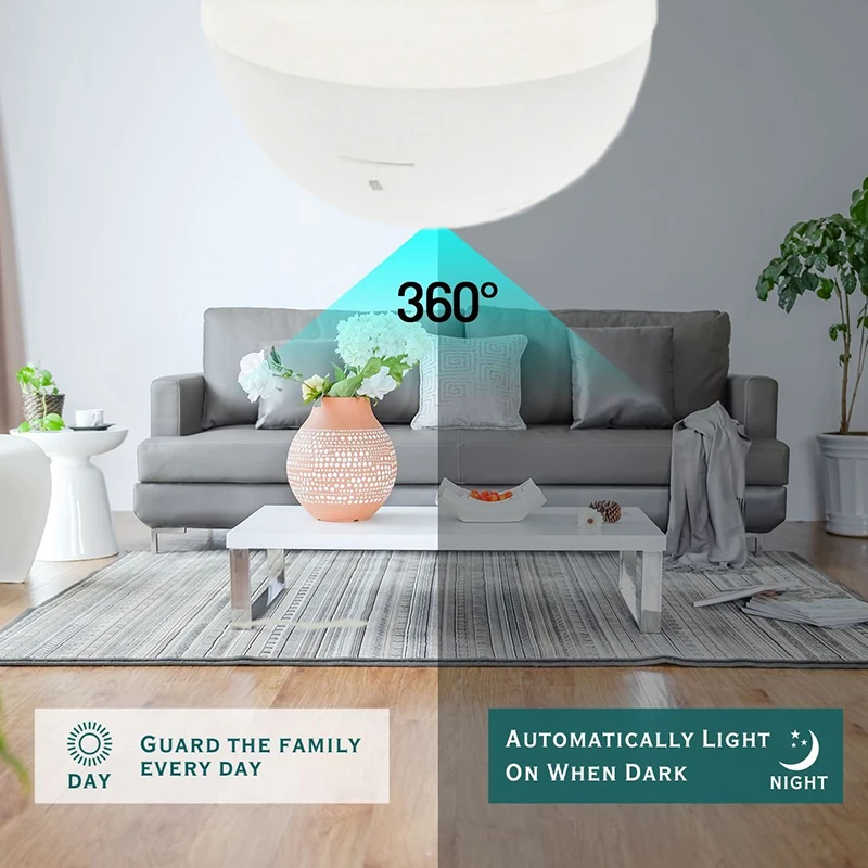 Light Bulb Security Cameras WiFi 960P 360 Panoramic Fisheye Security Surveillance CCTV Motion Detection Remote Control Baby Cam