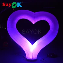 Sayok 2 м большой надувной светодиодный светильник в форме сердца с 16 сменными цветами для Дня Святого Валентина, украшения для свадебной вечеринки