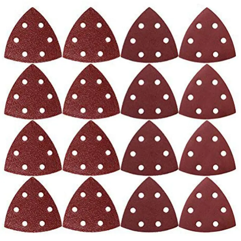 

BMBY-40 Pieces Hook and Loop Sandpaper Paper, 9x9x9xcm Sanding Paper 6 Holes Triangle-Sandpaper Disk Assorted 40/ 80/ 120/ 240