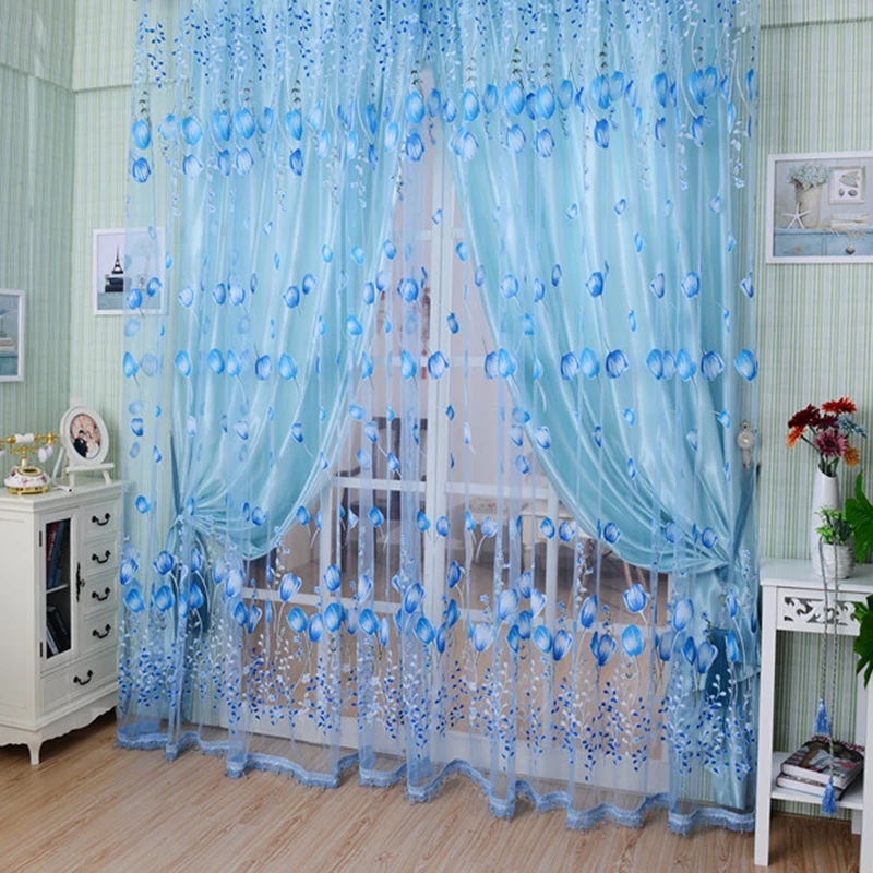 

Tulip Sheer Balcony/Window Curtain Beads Tassel Door Scarf Drapes Valance Divider 3 Color