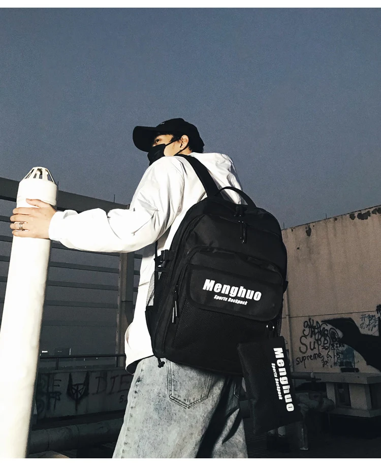 Menghuo 2PCS Mesh Pocket Backpack Purse Set New Girls Big Capacity School Bag Letters Travel Bag Men Rucksacks Mochilas Escolar_12