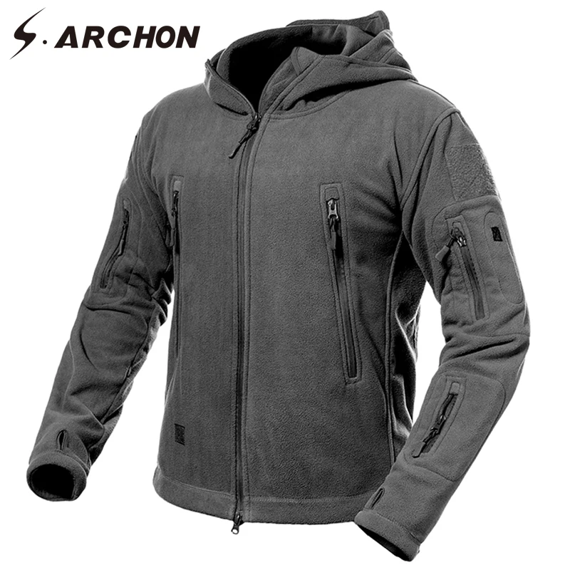 S. ARCHON теплая утолщенная Военная флисовая куртка мужская повседневная с несколькими карманами мягкая теплая армейская куртка походная тактическая походная куртка