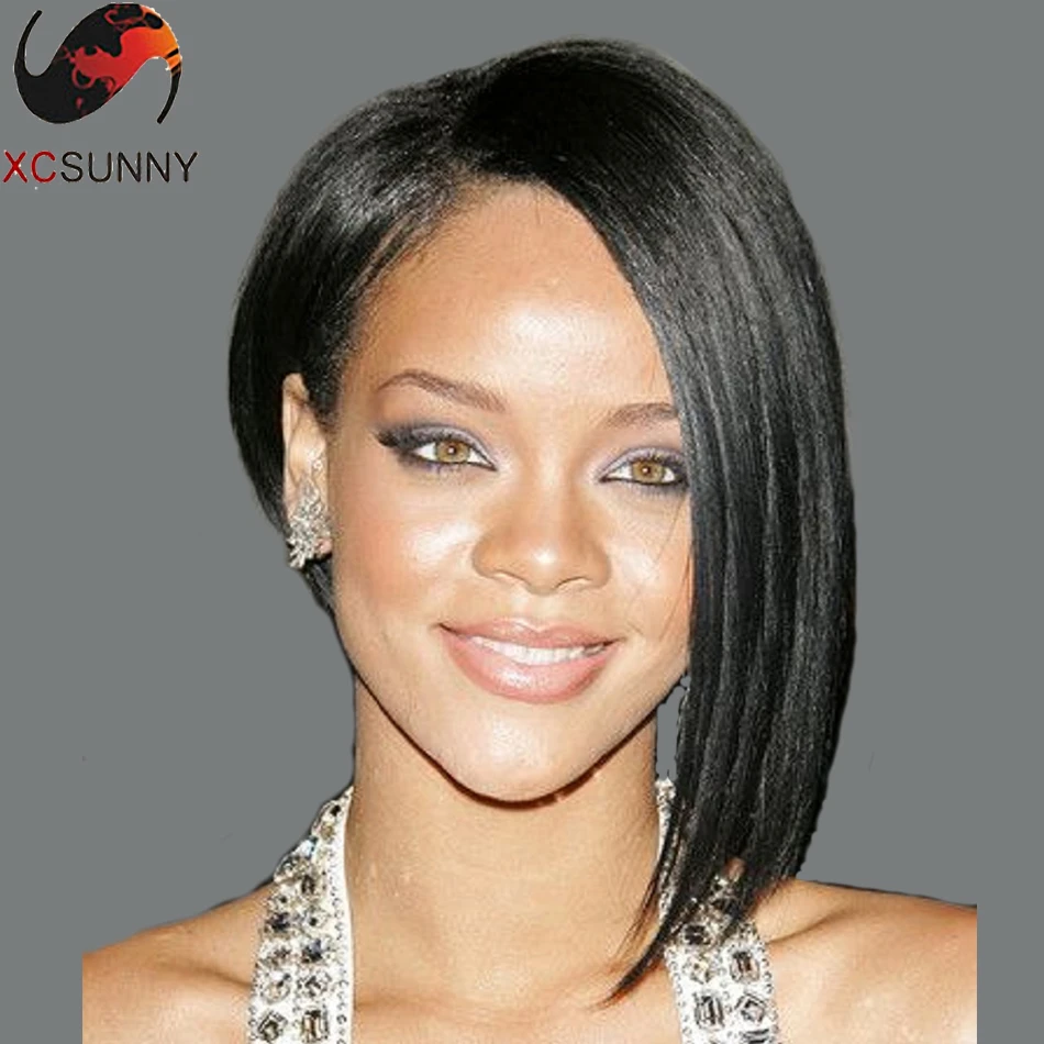 Fashion Rihanna Wig Human Hair Short Bob U Part Wigs Rihanna Bob Hairstyle  Unprocessed U Part Human Hair Bob Wig For Black Women - Unknown - AliExpress