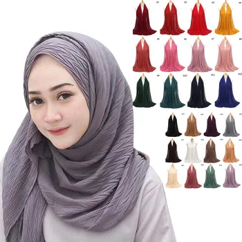 

10pcs/lot Fashion Women Plain Bubble Chiffon Pleated Crumple Leaf Hijab Scarf Shawl Tudung Muslim Head Scarves Wraps Scarfs