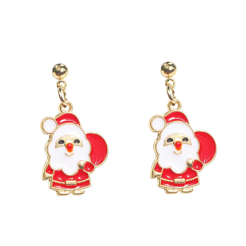 

DoreenBeads Stud Earrings Gold Color White & Red Enamel Christmas Santa Claus Stocking Holly Leaf 3.1cm(1 2/8") long, 1 Pair