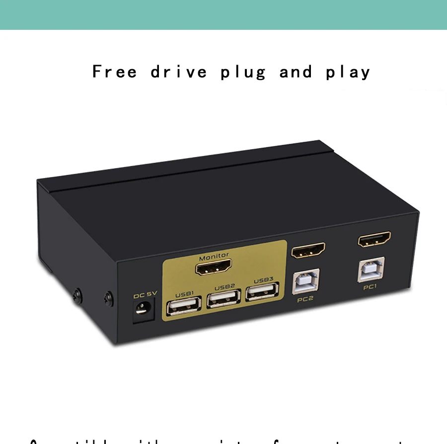HDMI переключатель kvm переключатель 2 Porte PC монитор Tastiera Мышь Переключатель Поддержка Hotkey мышь kansione Automatica di Commutazion
