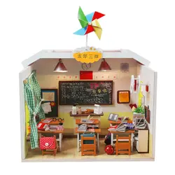Diy кукольный домик деревянный дом, игрушки Кукольный дом домашние рукодельные украшения миниатюрный школьный студенческий класс для детей