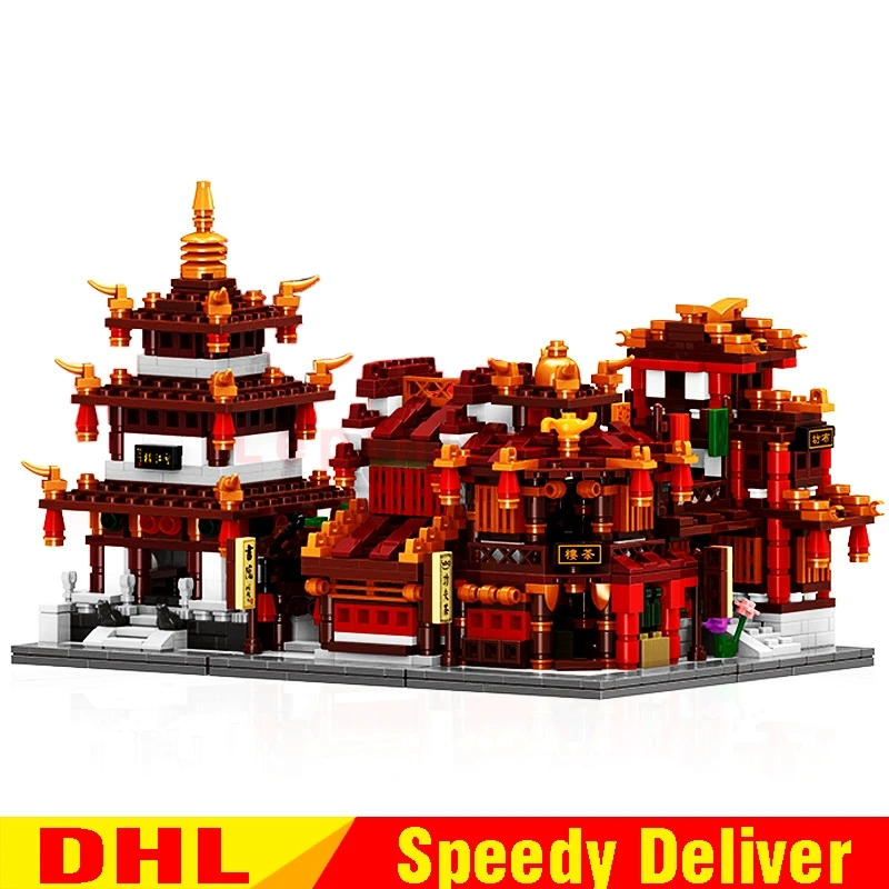 

XingBao 01101 Kits China Inn Jewelry Shop Blacksmith Shop Drugstore Set 4 in 1 Building Blocks Bricks LPing Toys Clone Lepinges