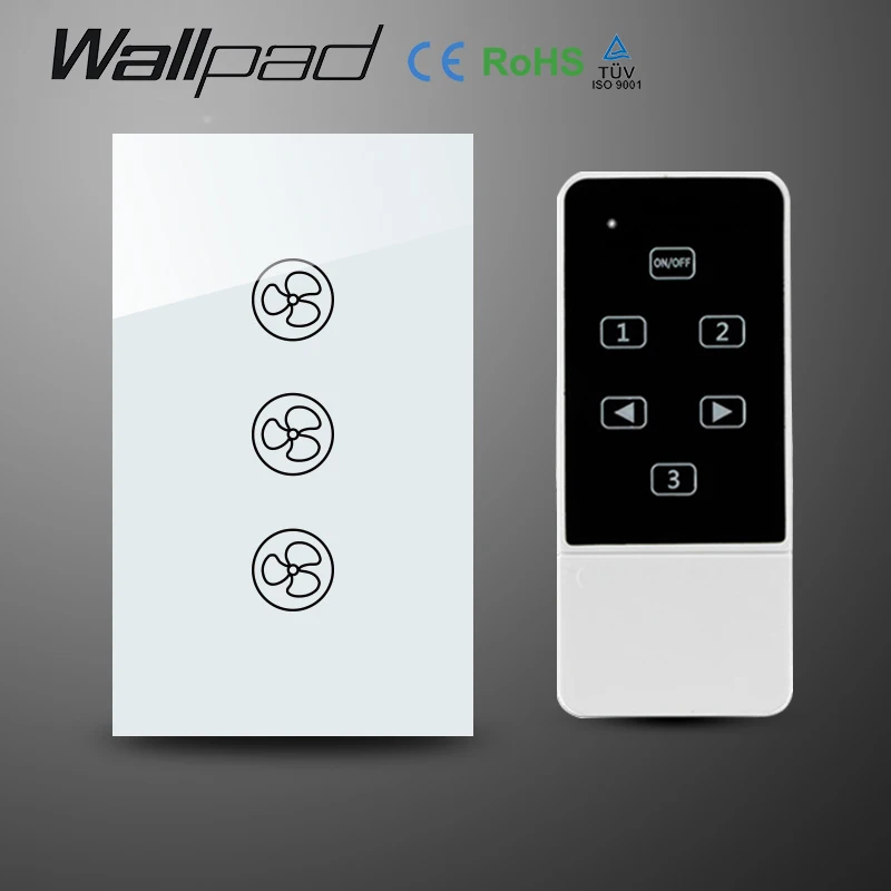 Us 29 66 15 Off Wallpad 118 Us Au Standard Crystal Glass White Wireless Remote Control Wall Fan Touch Switch Wifi Fan Speed Switch Free Shipping In