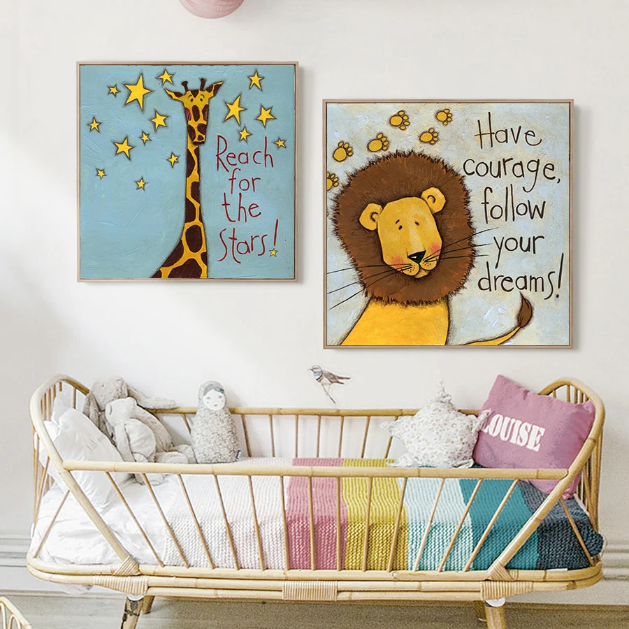 Baby-Nursery-Wall-Art-Canvas-Printed-Animal-Paintings-Giraffe-Lion-Leopard-Monkey-Wall-Picture-Art-Wall