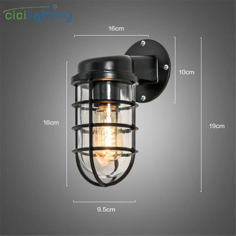 vintage retro wall lamps iron black wall sconces rainproof indoor outdoor wall lights porch bar garden living room aisle lamps