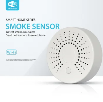 

WiFi Smart Smoke Detector/Sensor Wireless Fire Smoke Sensor Temperature Detector for Home Security Alarm System APP Control