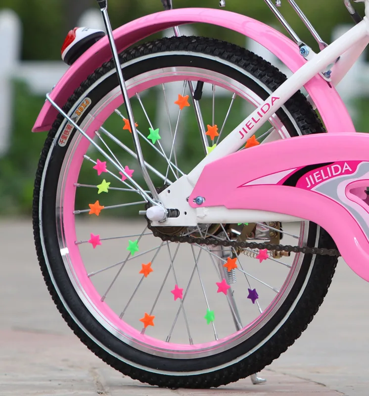 Set of Bicycle Decor Bike Bicycle 108pcs Wheel Spoke Beads Luminous Plastic Round Spoke Bead 30pcs Butterflies Clips 6pcs Dragonflies Clips 