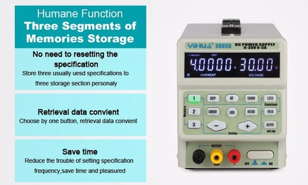 YIHUA 3005D источник питания постоянного тока цифровой контроль программы 30 в 5A точная регулировка сигнала мобильного телефона функция тестирования питания постоянного тока
