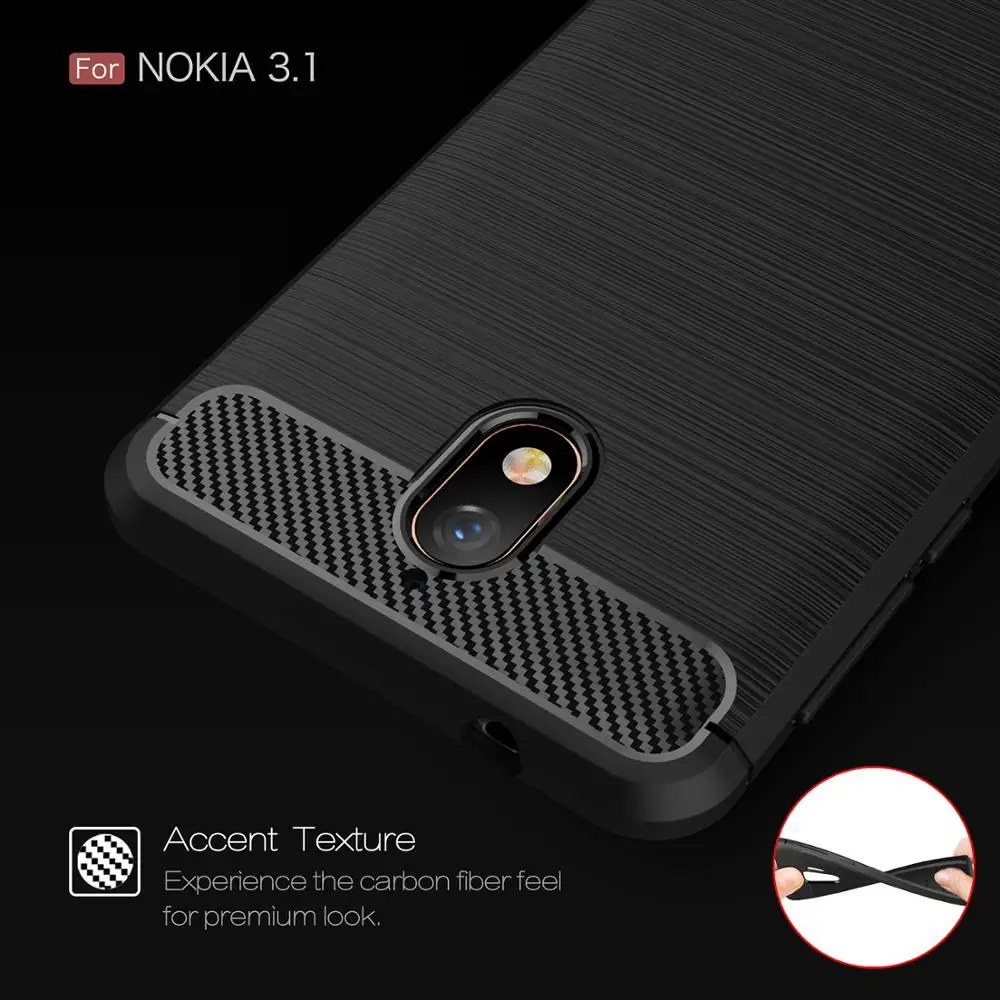 

Carbon Fiber Coque Cover 5.2For Nokia 3.1 Case For Nokia 3.1 X3 Nokia3.1 Plus 2018 Phone Back Coque Cover Case