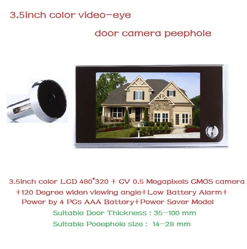 

Easy version wireless door peephole camera 3.5 inch LCD 0.5 Megapixels camera 120 degree widen viewing angle peephole camera