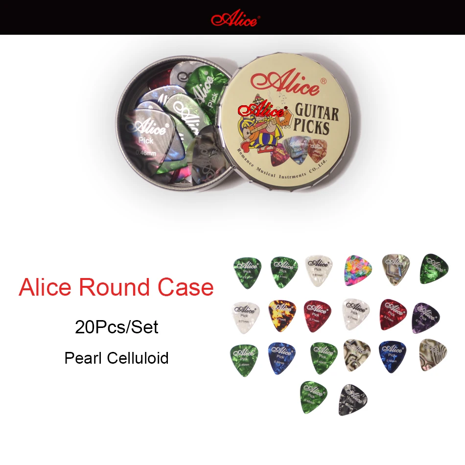 

20pcs Alice Acoustic Electric Guitar Picks Plectrums + 1 Round Metal Picks Box Case Free Shipping