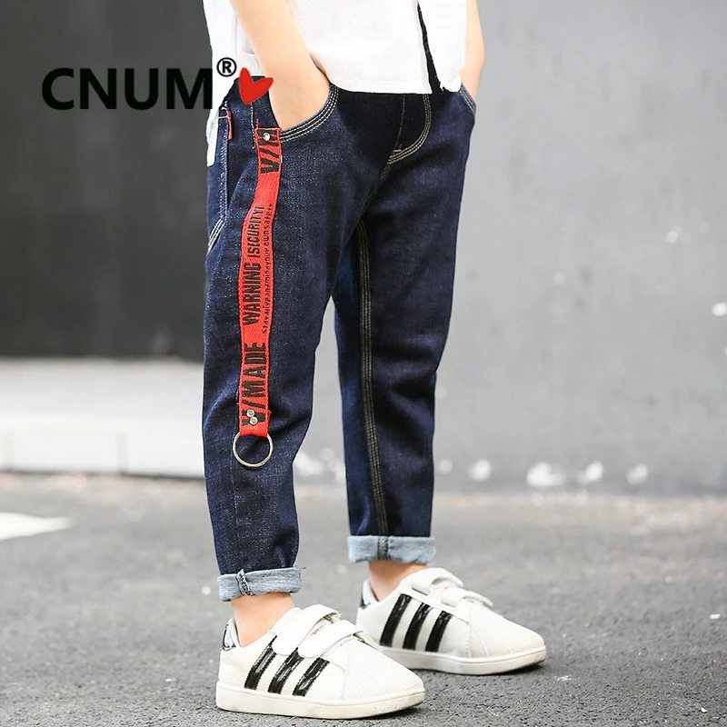 

CNUM Autumn Big Boys Jeans Red Ribbon Pants Boy Trousers Kids Clothing Years