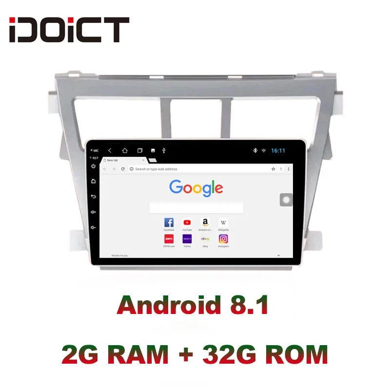 Flash Deal IDOICT Android 8.1 IPS Screen 2G+32G  Car DVD Player GPS Navigation Multimedia For Toyota Vios Yaris Radio 2006-2013 1