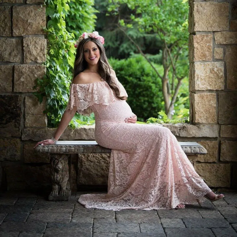 

Maternity Photography Props Maternity Dresses For Photo Shoot Long Lace Pregnancy Dress Photography Pregnant Women Clothing