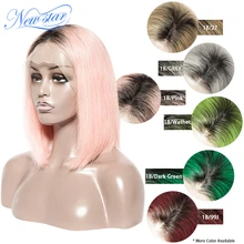 Black Root Short Bob Lace Wig Brazilian Straight Human Hair New Star Glueless Lace Front Wig 1B/ Pink/99j/Grey/Orange Ombre Wig amazing star t1b 99j 18 дюймов
