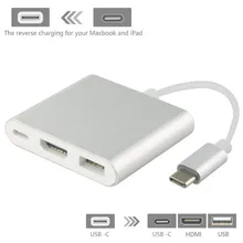 3 в 1 Мужской к женскому USB 3,1 тип-c к HDMI адаптер конвертер 4K OTG Кабель-адаптер для цифровой камеры MacBook Ultra HD tv