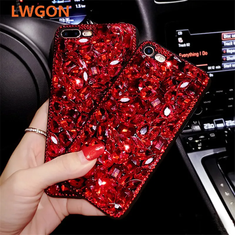 LWONG модный красный Алмазный чехол Стразы чехол для телефона чехол для ...