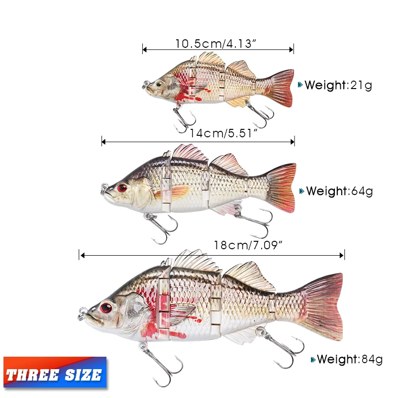 DONQL, 1 шт., приманка для рыбалки, искусственная приманка, 4 секции, 84 г, 21 г, 18 см, 14 см, плавающая приманка, рыболовные воблеры, кренкбейт, 3D глаза, тройные Крючки