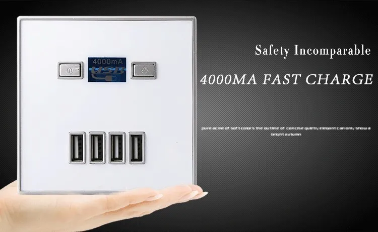 Новое поступление высокое качество 4-портовый быстрое зарядное устройство для домашнего использования розетки Мощность электрическая розетка USB 86*86 мм 4000MA