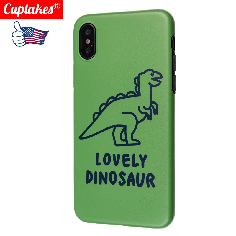 

Luxury Matte IMD Soft Silicone Case for Apple iPhone 6 6S 7 8 Plus XR X 10 XS Max Cover Cute Cartoon Lovely Dinosaur Green Coque