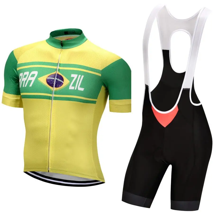 Новинка Бразилия Pro Team Велоспорт Джерси комплект короткий рукав MTB велосипедный велосипед одежда Ropa Ciclismo велосипедная одежда зеленый нагрудник шорты Pad - Цвет: Black Bib Sets