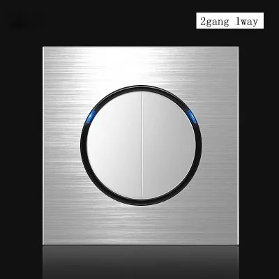 

86 type 2 gang 1 way Silver aluminum alloy panel Switch socket Five hole Northern Europe Industry Germany UK France socket