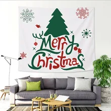 

12Styles Xmas Merry Christmas Tapestry Polyester Santa Claus Deer Snowman Printing kid Room Decor Xmas Wall Hanging present gift