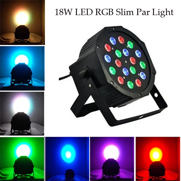 2pcs 18*3W Led Stage Light RGB Par Light DMX512 Master Slave Led Flat
