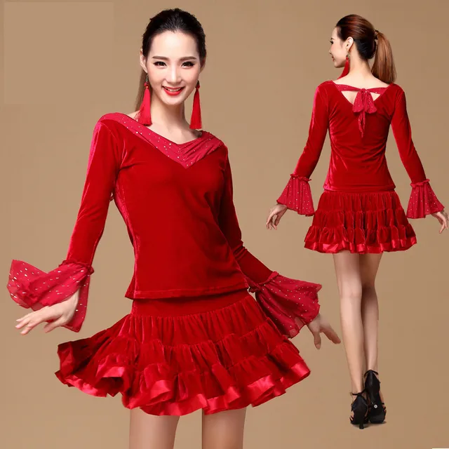 Square dance clothing new suit gold velvet dance clothes large size