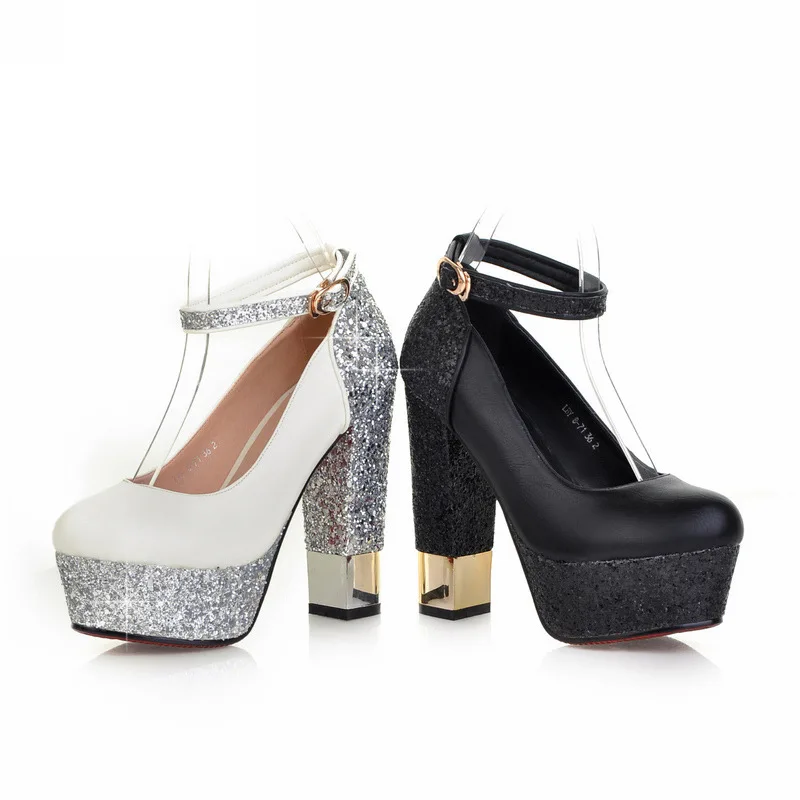 

2019 spring and autumn new women's shoes Europe and the United States super high with thick with shallow mouth single shoes wedd