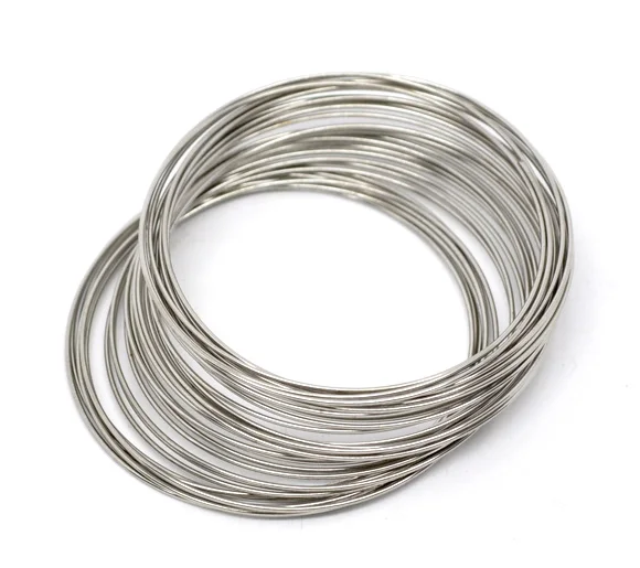

DoreenBeads Steel Wire Memory Beading Bracelets Components Round Silver Color 4cm(1 5/8") Dia, 70 Loops new