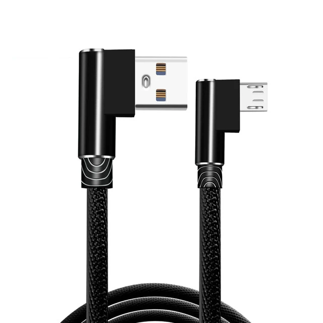 Micro USB кабель 2,0 90 градусов смартфон быстрой зарядки для Xiaomi Redmi Note 5 6 iPad Pro 7 Plus кабеля для передачи данных для Samsung Galaxy S6 S7 - Цвет: Black