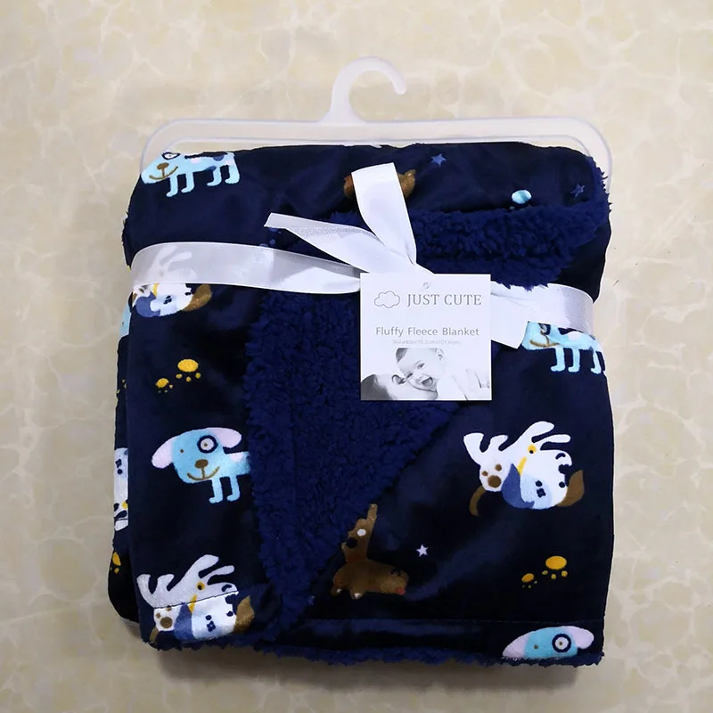 Просто милые новые детские одеяла, уплотненные двухслойные коралловые флисовые пеленки для младенцев, конверт для новорожденных, постельные принадлежности, одеяло - Цвет: 064