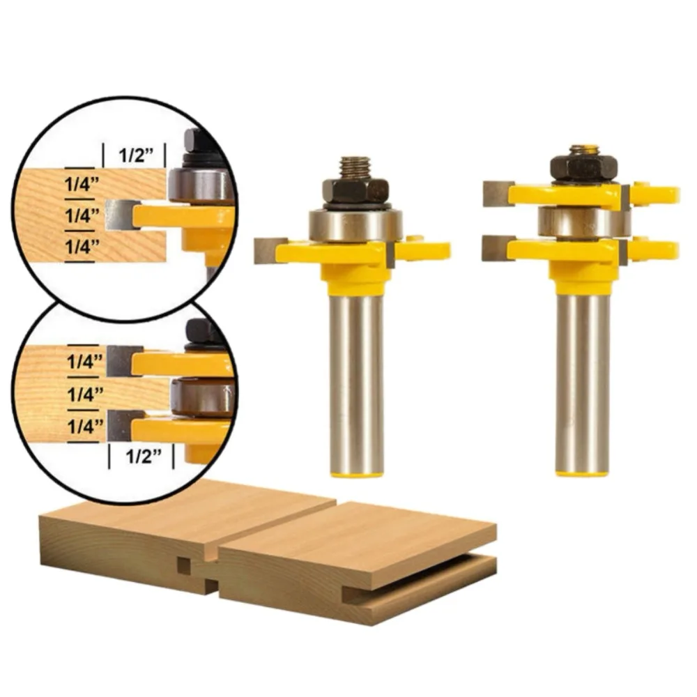 Маршрутизатор бит 1/4 "со 1/4" хвостовика 3 зубы Т-образный Дерево фреза деревянный настил рабочие инструменты