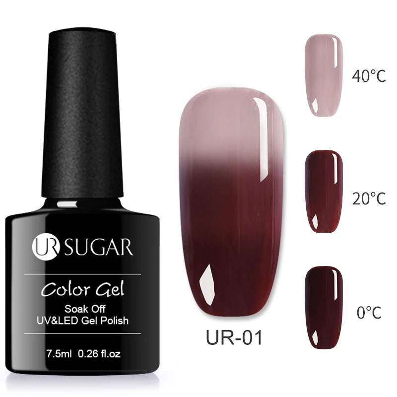 UR SUGAR 7.5ml Thermal UV Gel Nail Polish 3 Colors Holographic Glitter Gel Polish Soak Off UV LED Gel Varnish Semi Permanent - Цвет: 42792-1