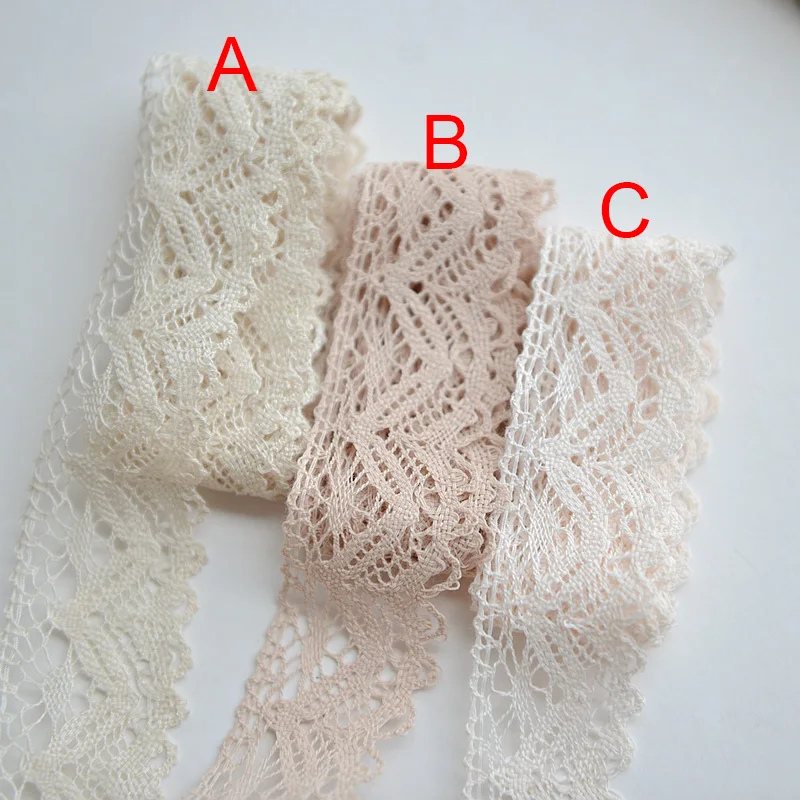 20 meter/lot 3.3cm 1.29" width beige cotton fabric embroidery tapes