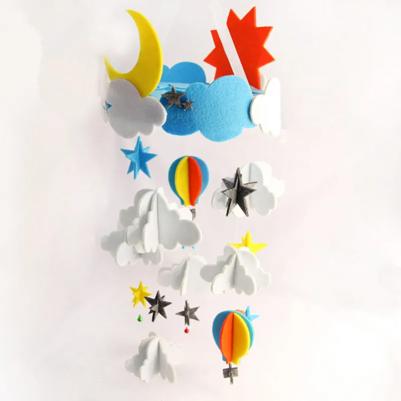 

DIY Craft Cloud Moon Sky Aeolian Bells Handmade Baby Bed Ornaments Felt Aeolian Bells Kit Wall Hanging Decor Felt Toy Craft Kit